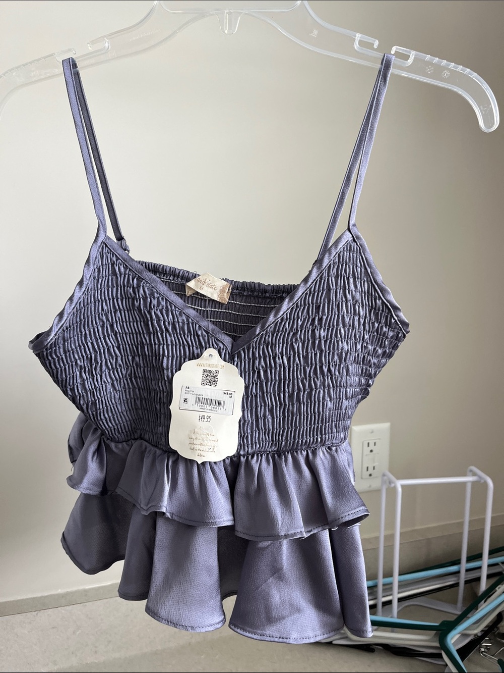 Altar'd State Lavender Smocked Ruffle Cami